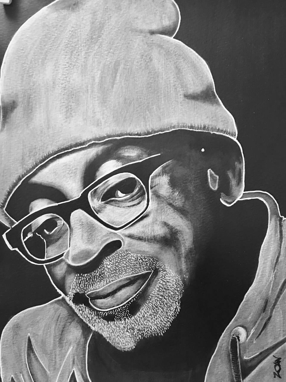 Spike Lee ® par Zoav ; 29 x 20 ; peinture acrylique sur papier 330 gr. 2016