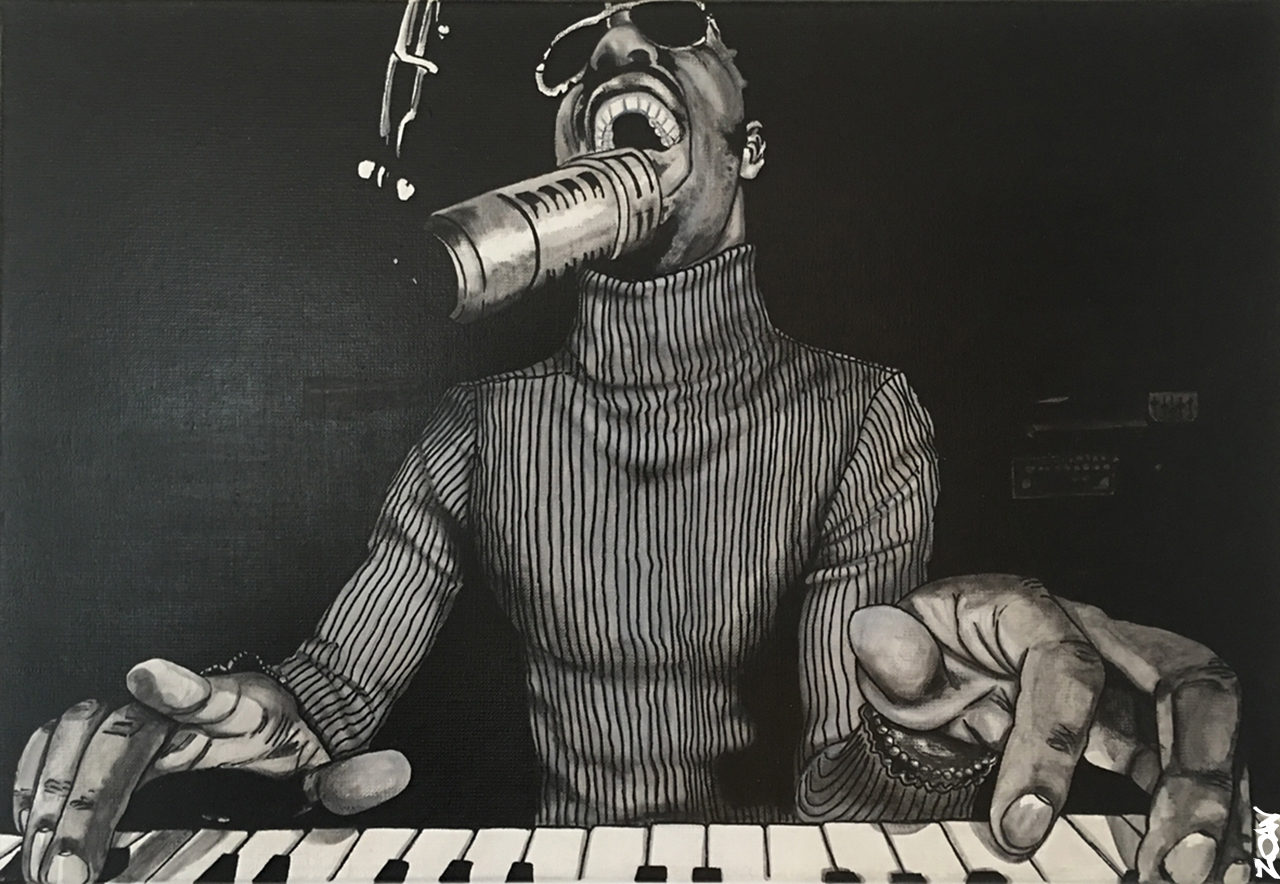 Stevie Wonder ® par Zoav ; 60 x 40 cm ; peinture acrylique sur toile. 2016